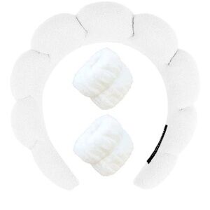 White Spa Headband And 2 Waistbands Handmade New